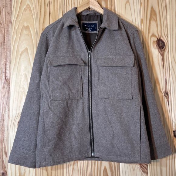 Abercrombie & Fitch Other - Abercrombie & Fitch Full Zip Tweed Shirt Jacket Shacket Mens XS Brown
